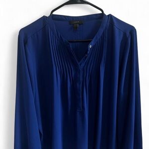 J. Crew Women's Deep Blue Pleated Blouse